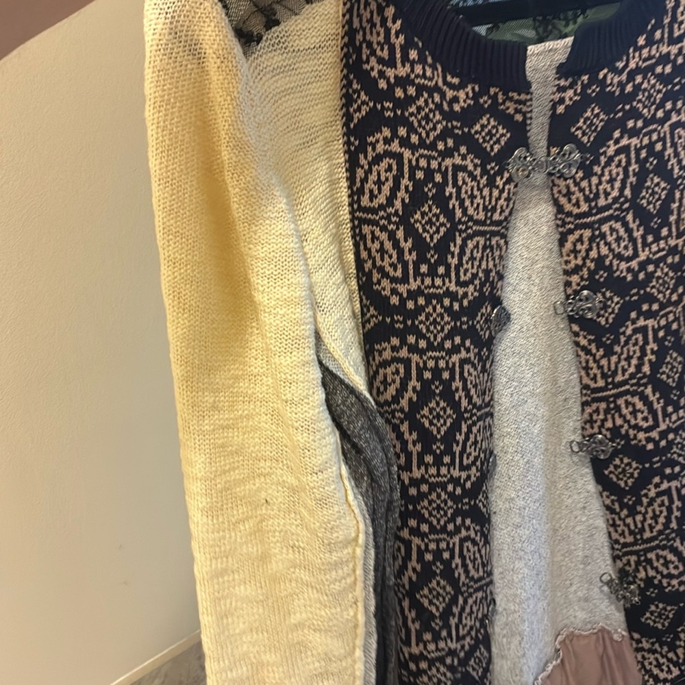 BKE Cream Black Cardigan whimsigoth dark fairy core dark boho large - Picture 10 of 13
